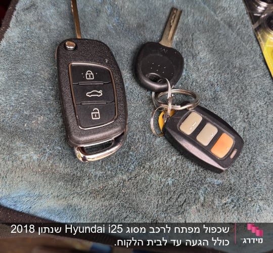 שני מפתחות רכב על מגבת כחולה